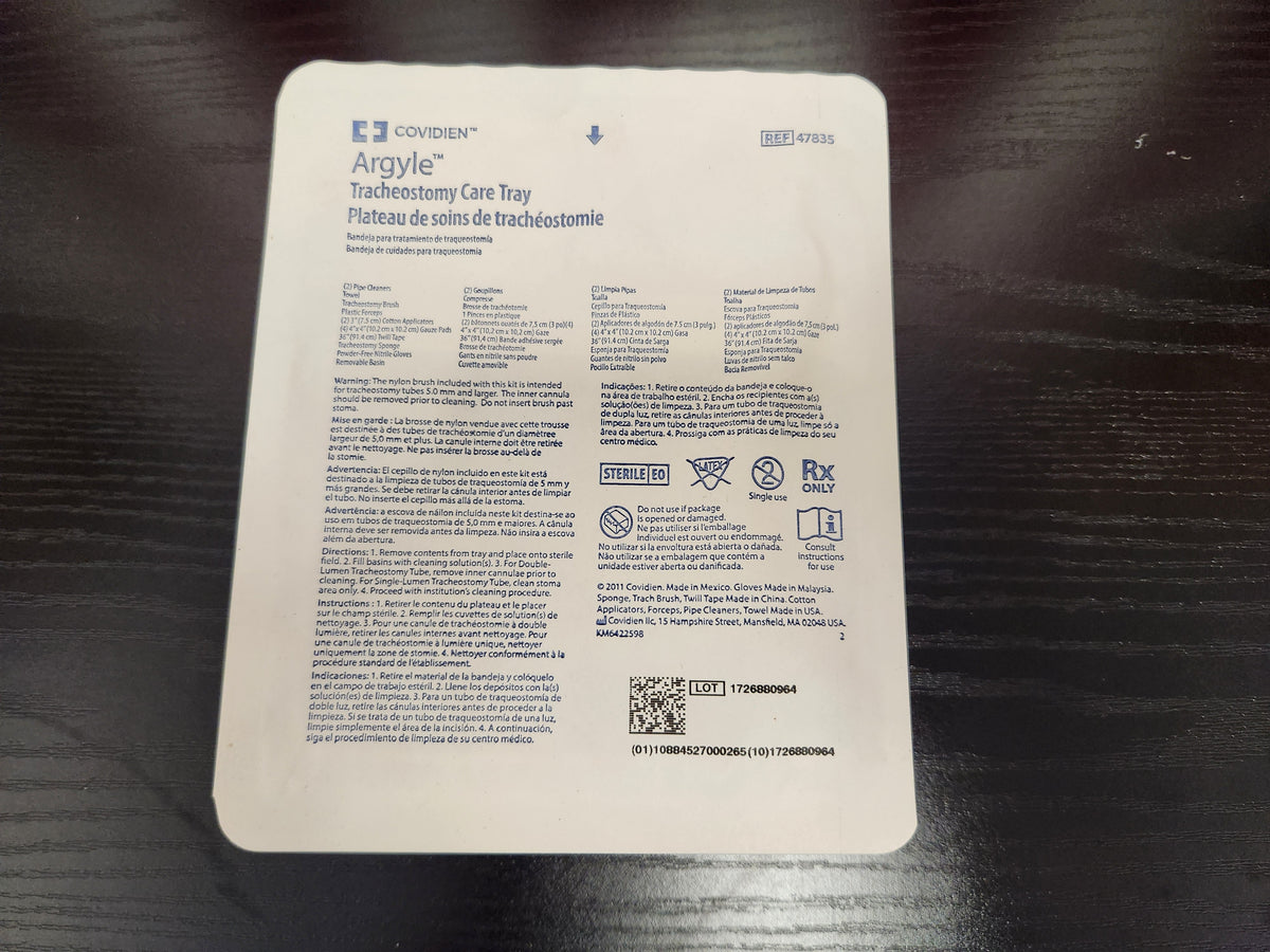 Covidien Argyle Tracheostomy Care Tray 47835 USA Supply