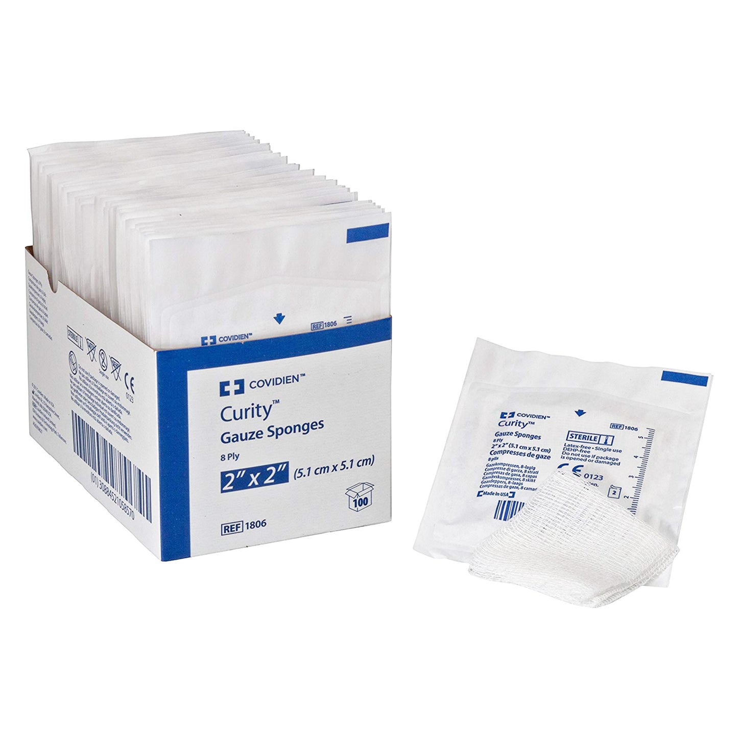 Covidien 1806 Curity Gauze Surgical Sponge 8 Ply, Sterile 2x2