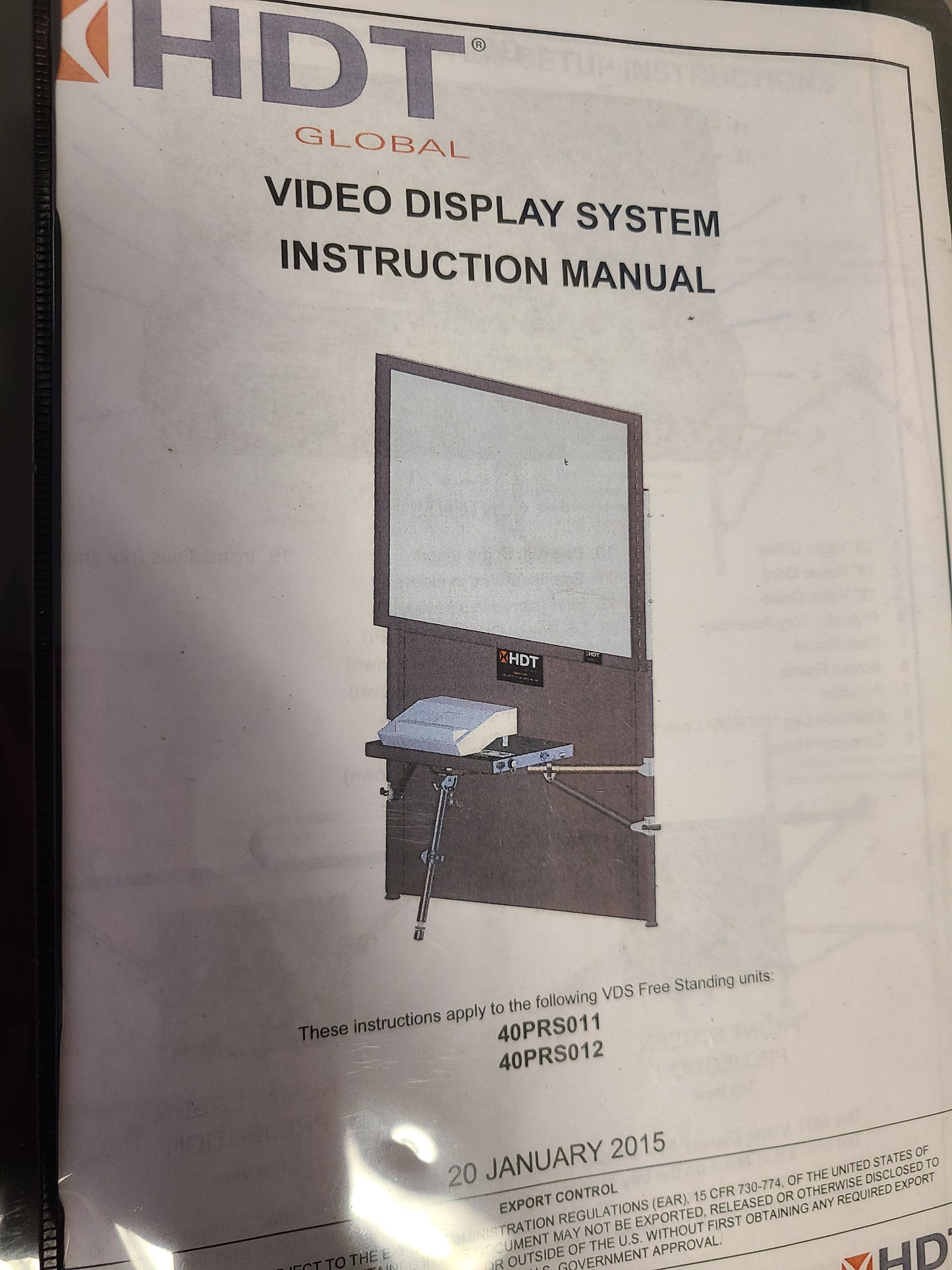 Video Display System 40'' x 52'' screen 40PRS011 projector - USA Supply