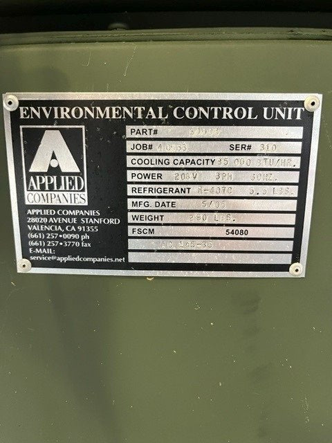 Applied Companies 50006 Environmental Control Units 35K BTU 3 TON A/C - USA Supply