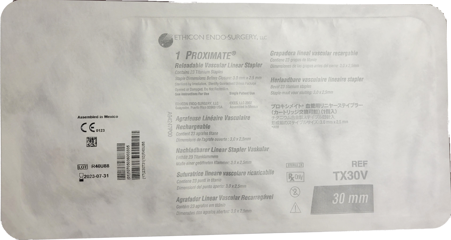 Ethicon TX30V 30 mm Proximate Reloadable Vascular Linear Stapler - Expiration Date 07-31-2023 - Each - USA Supply