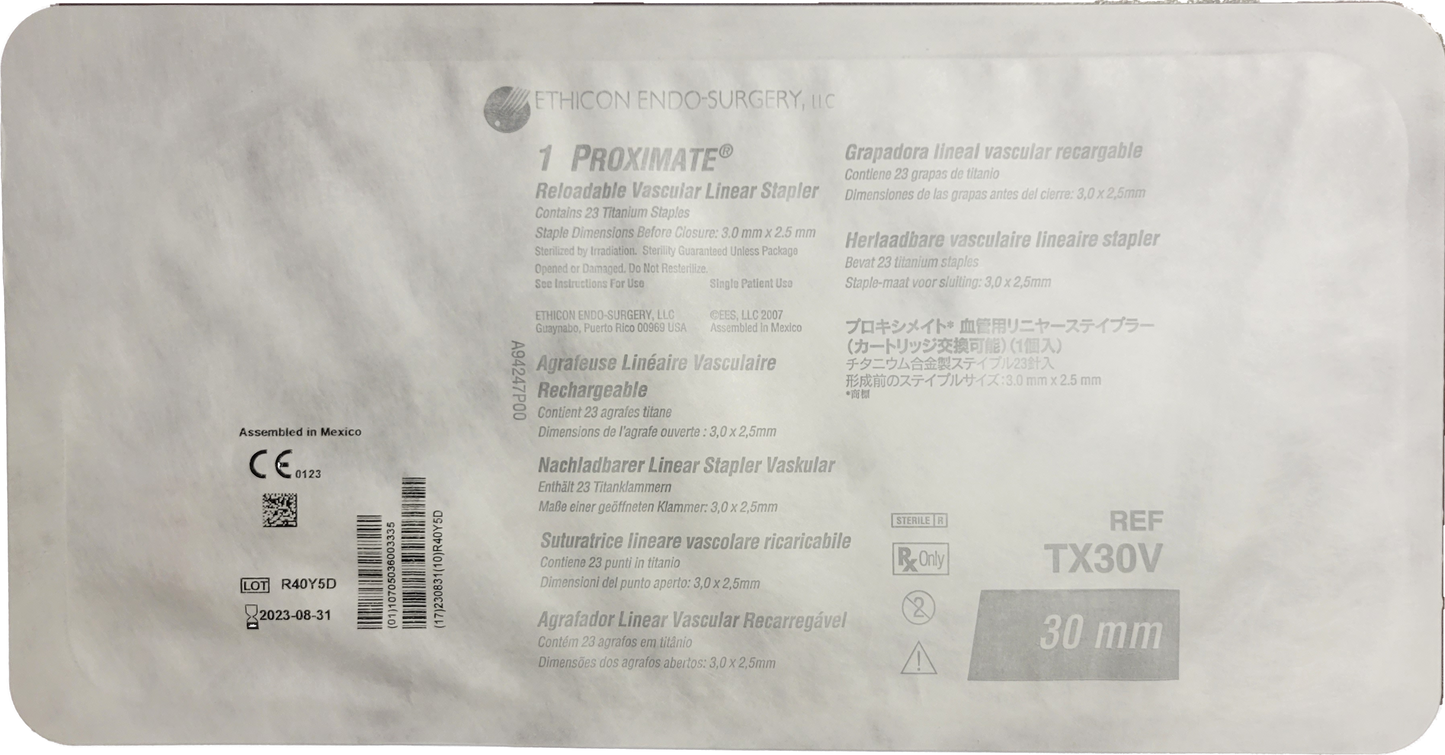 Ethicon TX30V 30 mm Proximate Reloadable Vascular Linear Stapler - Expiration Date 08-31-2023 - Each - USA Supply