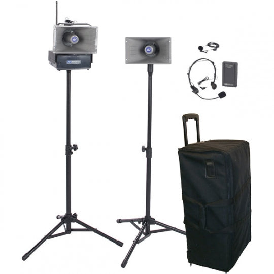 Half-Mile Hailer Kit - Wired Horns & Wireless Microphone - 28"-49"H USED - USA Supply