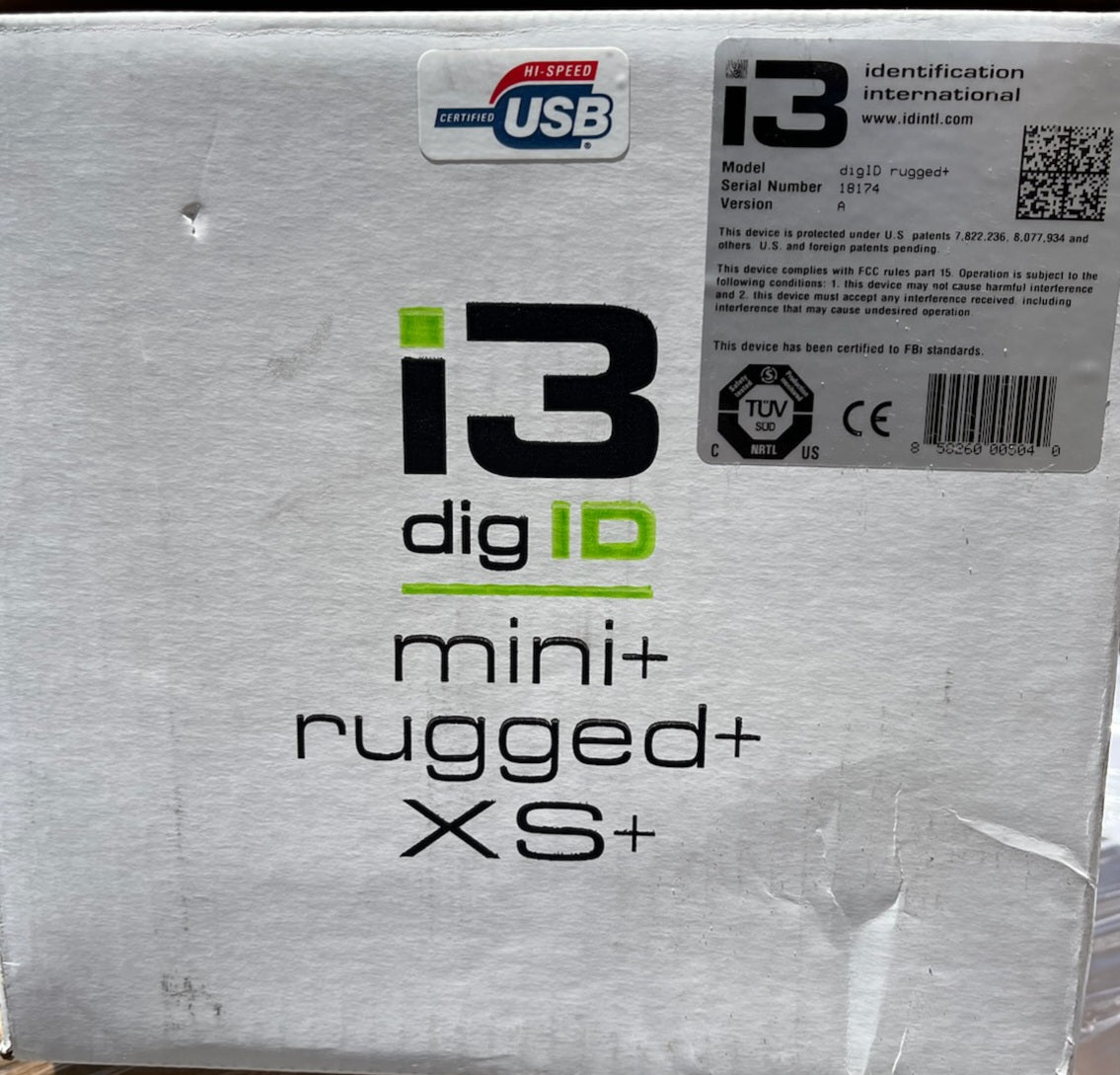 I3 DigID Rugged Plus Fingerprint Scanner Capture Reader ID System Portable Unit - USA Supply