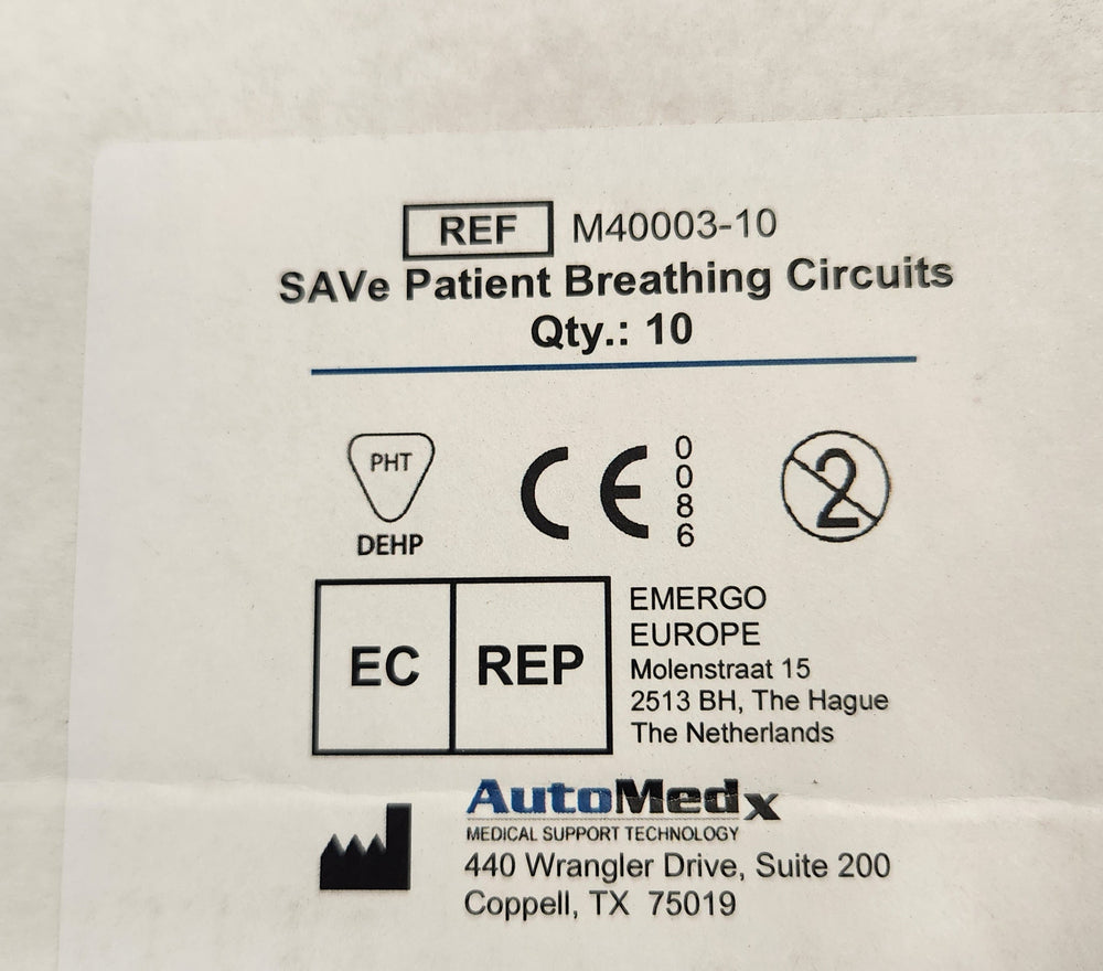 
                  
                    AutoMedx SAVe Patient Breathing Circuit REF M40003 (10 per box)
                  
                