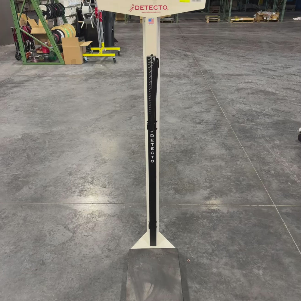 
                  
                    Load and play video in Gallery viewer, Video rotating Detecto Eye-Level Physician Scale showing base, height rod, and weight beam.
                  
                