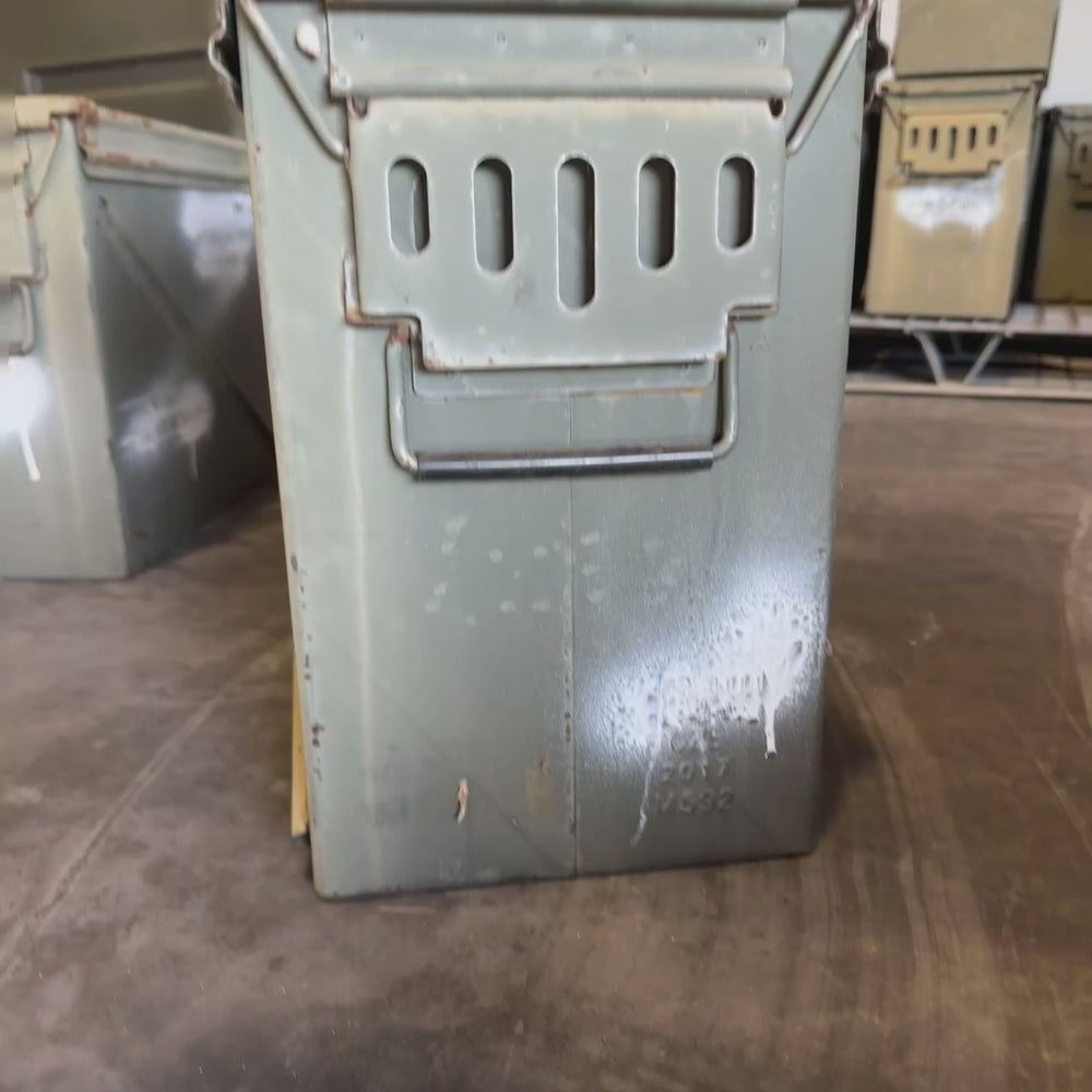 
                  
                    Load and play video in Gallery viewer, Video rotating a yellow ammunition box showing all sides and stenciled markings.
                  
                