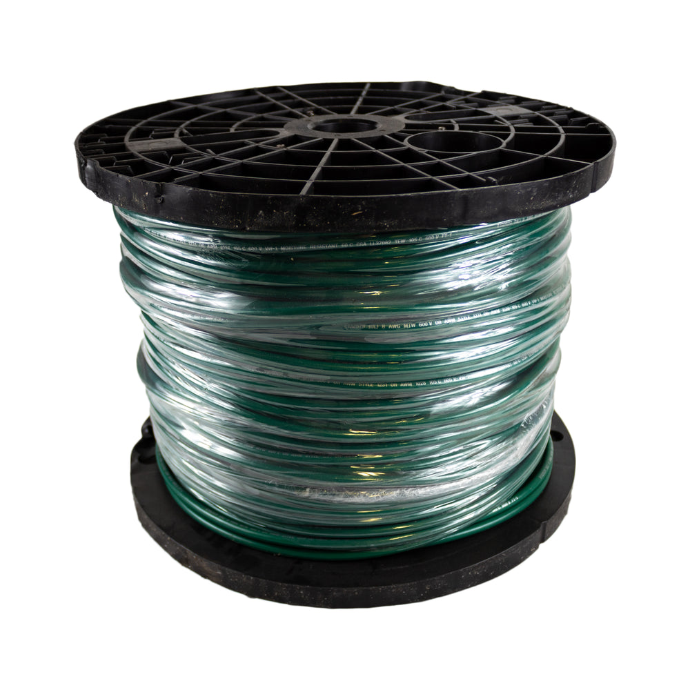 8 AWG MTW Stranded Conductor, Tinned Copper, 600V, Green, 1000ft Spool E132579 - USA Supply
