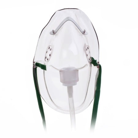 Oxygen Mask Hudson Elongated Style Adult One Size Fits Most Adjustable Head Strap / Nose Clip