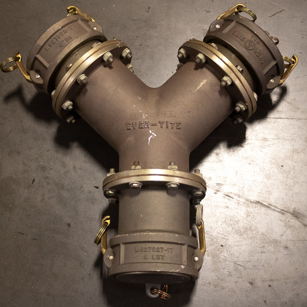 
                  
                    EVER-TITE Y-Pipe Quick Disconnect Assembly -  4" 2-MALE & 1-FEMALE - USED - USA Supply
                  
                
