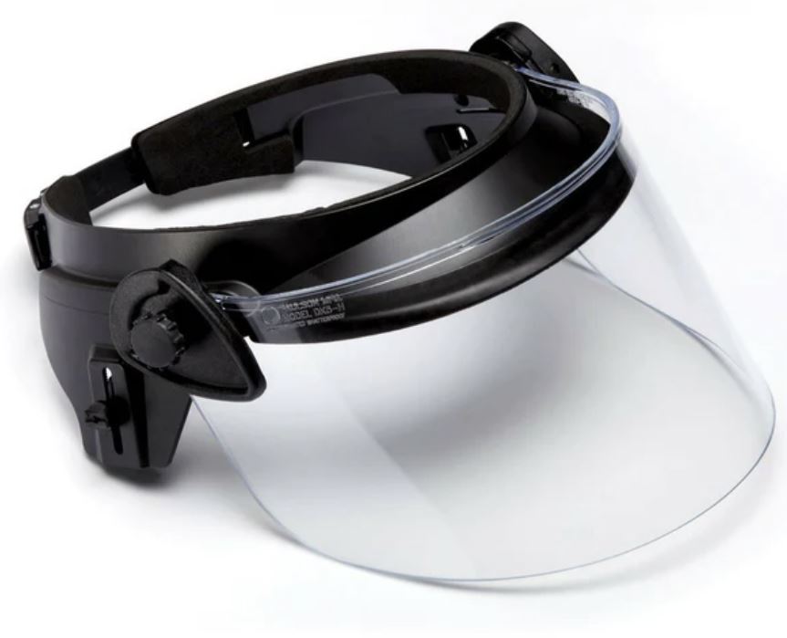 Paulson DK6 Series Polycarbonate Riot Face Shield, Coated / Helmet Band Assembly - USA Supply