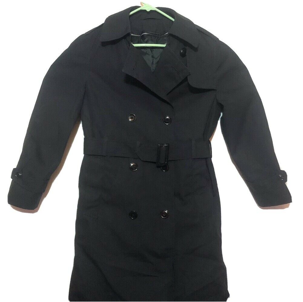 Garrison Collection Army All-Weather Black Trench Coat Size 8R - USA Supply