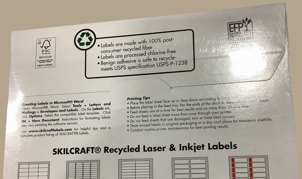 
                  
                    Skilcraft Recycled Laser & Inkjet Shipping Labels 2" x 4" - NSN: 7530-01-514-4903 - 1000
                  
                